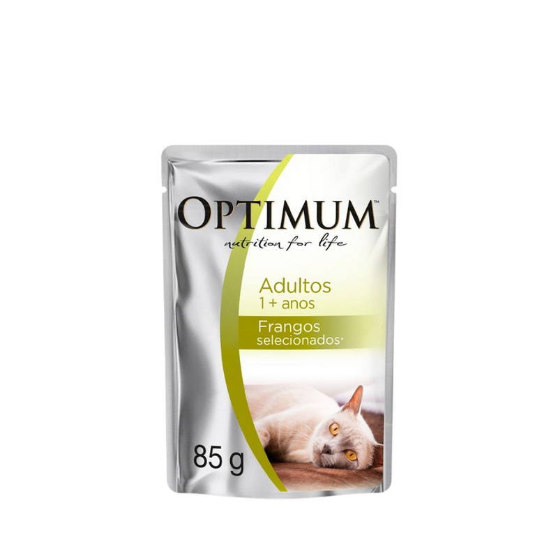 Ração Úmida Optimum Sachê Gatos Adultos | Sabor Frango 85g