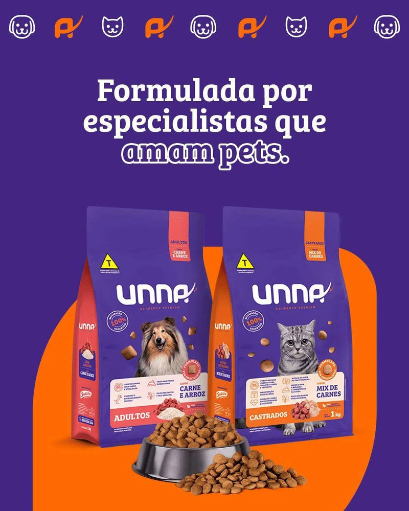 Ração Cães Unna Premium - 10.1kg e 15kg | Sabor Carne com Arroz
