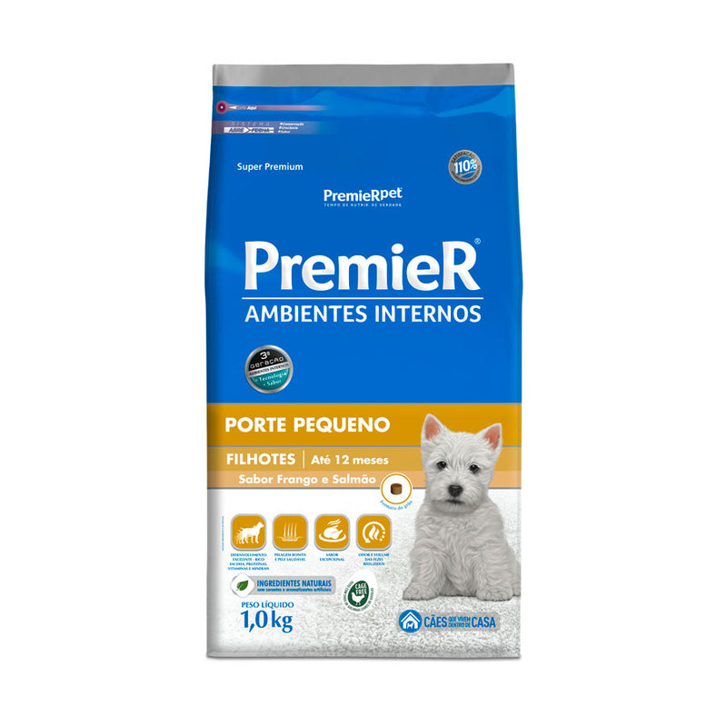 Ração Premier Ambientes Internos - Filhotes - 1.0kg a 2.5kg | Sabor Frango e Salmao
