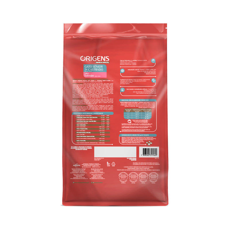 Ração Origens Gatos Senior - 3kg | Sabor Salmão