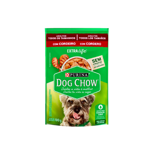 Ração Úmida Dog Chow Cães Adultos - 100g | Sabor Frango, Carne e Cordeiro