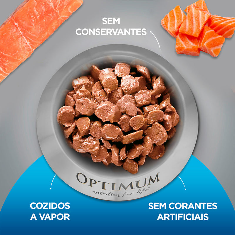 Ração Úmida Optimum Sachê Gatos Castrados | Sabor Salmão e Carne 85g