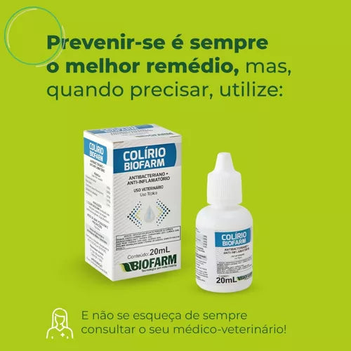 Colirio Biofarm Infecções Oculares Uso Veterinário 20ml