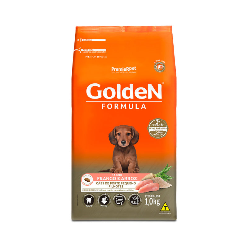 Ração Golden Formula Filhotes Porte Pequeno - 1.0kg e 3.0kg | Sabor Frango e Arroz