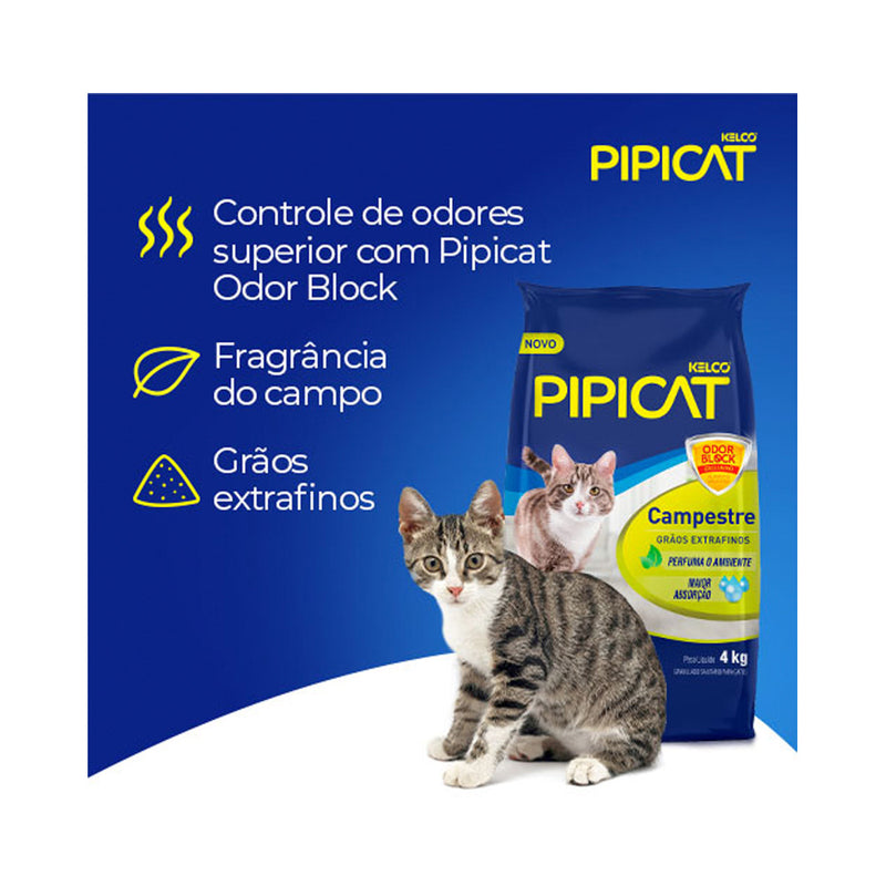 Granulado PipiCat Campestre - 4.0kg | Areia Gatos