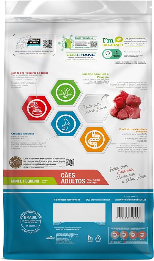 Ração Formula Natural FreshMeat Sensitive Mini e Pequeno - 1kg| Sabor cordeiro e mandioca