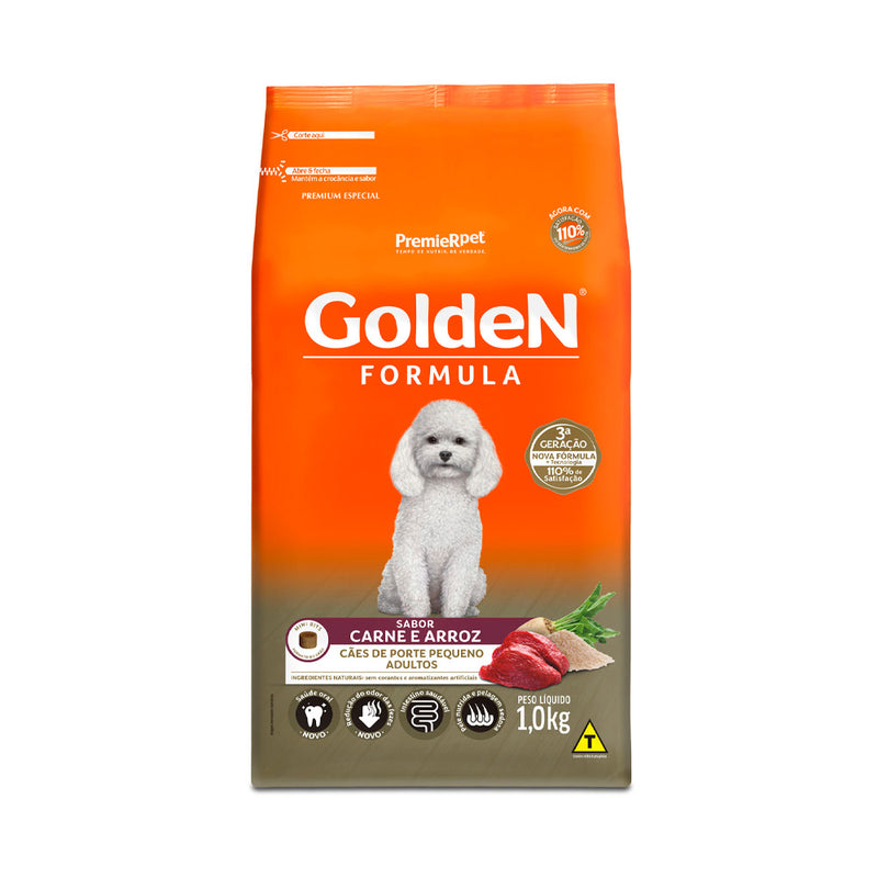 Ração Golden Formula Adulto Porte Pequeno - 1.0kg a 3.0kg | Sabor Carne e Arroz