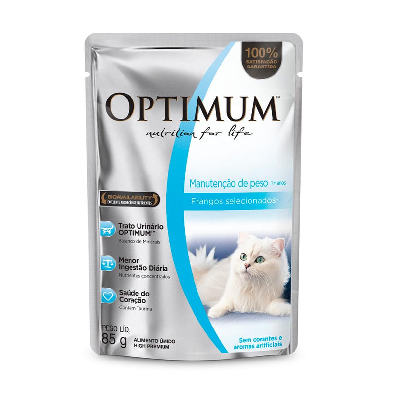 Ração Úmida Optimum Sachê Gatos Adultos| Sabor Frango 85g