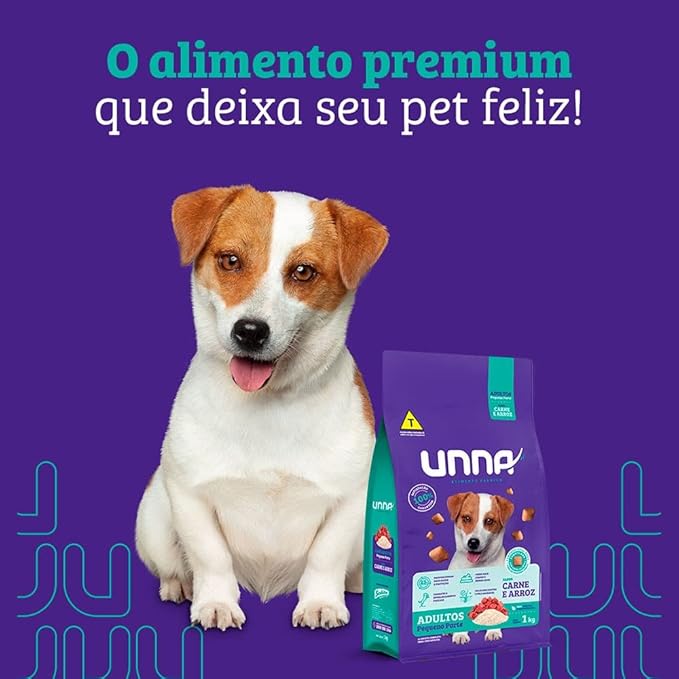 Ração Cães Unna Premium Pequeno Porte - 1kg | Sabor Carne e Arroz