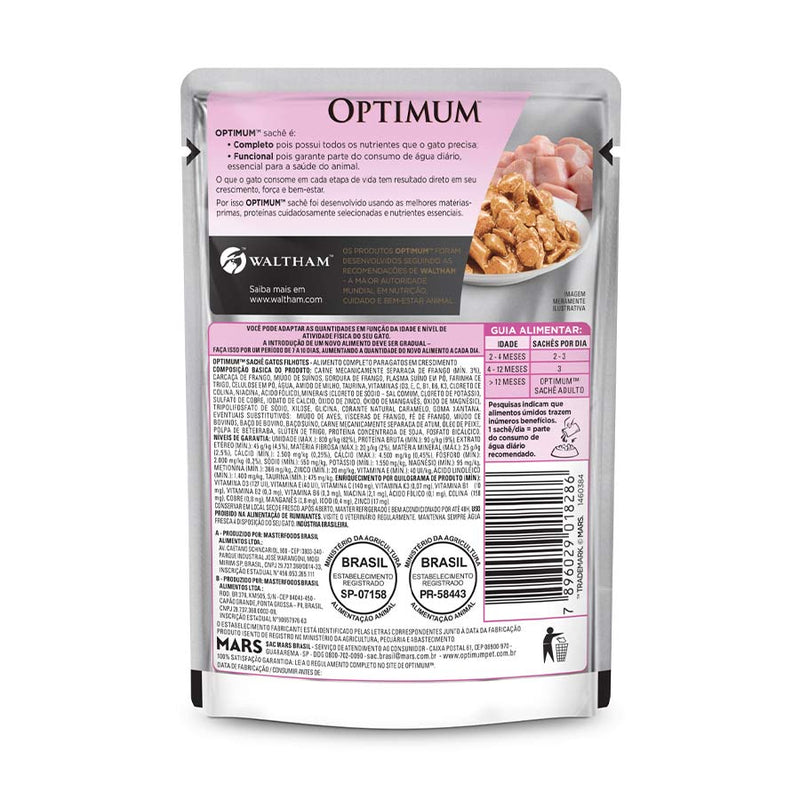 Ração Úmida Optimum Sachê Gatos Filhotes | Sabor Frango 85g