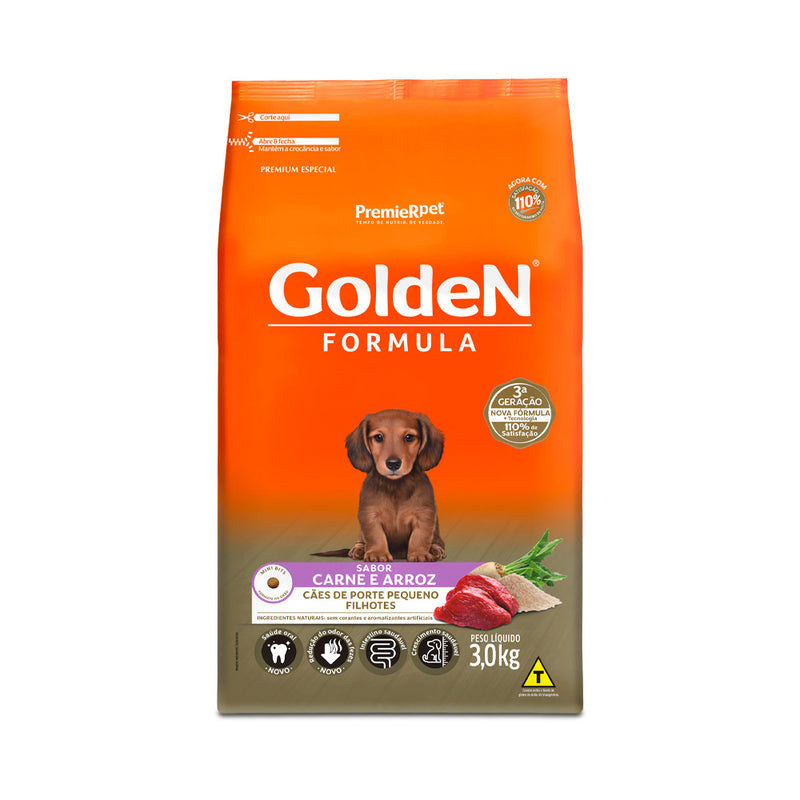 Ração Golden Formula Filhotes Porte Pequeno - 1.0kg e 3.0kg | Sabor Carne e Arroz