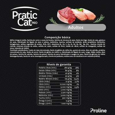 Ração Pratic Cat Pro - 10.1kg | Sabor Carne e Frango