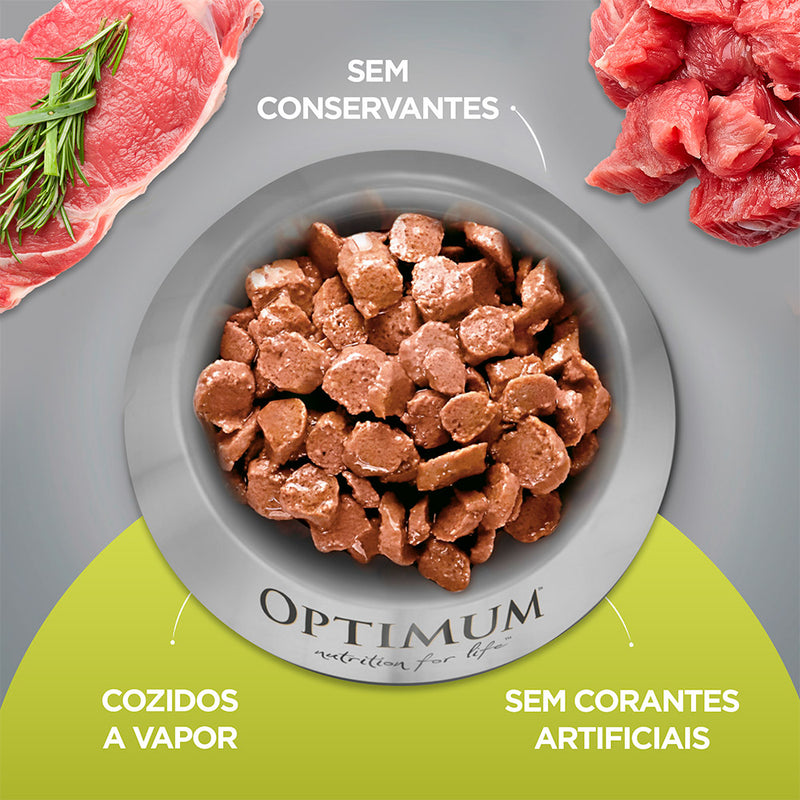 Ração Úmida Optimum Sachê Gatos Adultos | Sabor Carne e Salmão 85 g