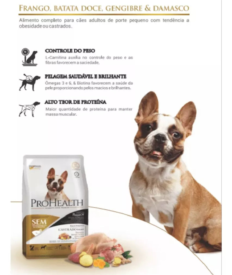 Ração Pro Health Raças Pequenas Castrado - 1.0kg | Sabor Frango, Batata Doce, Gengibre & Damasco