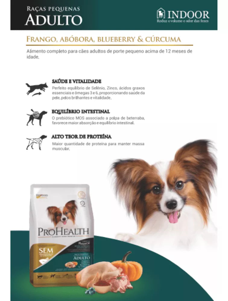 Ração Pro Health Raças Pequenas Adulto 1.0kg e 2.5kg - Sabor Frango, Abóbora, Blueberry e Cúrcuma