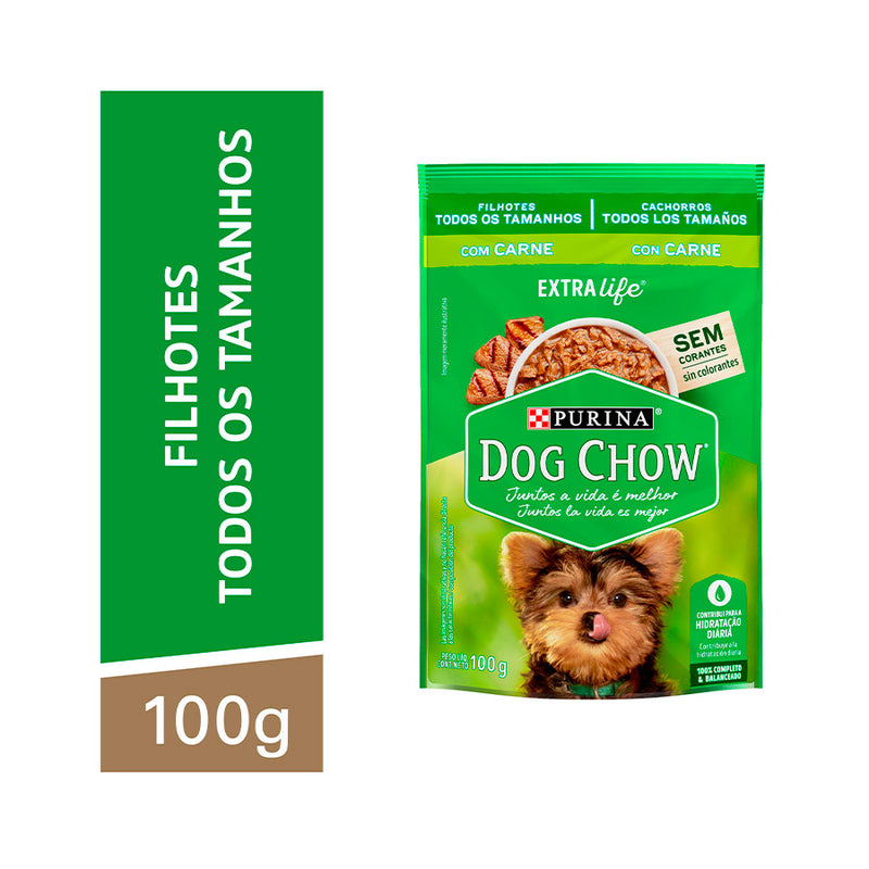 Ração Úmida Dog Chow Filhotes Sachê para cães - 100g | Sabor Frango e Carne