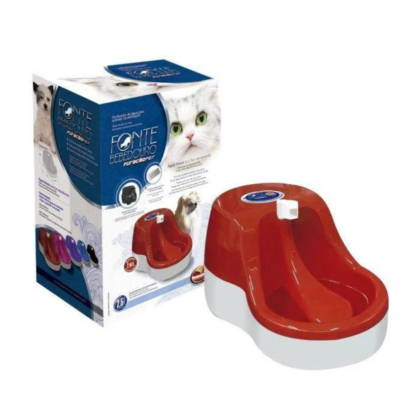 Bebedouro C/ Fonte Vermelha Caes e Gatos | FuracãoPet
