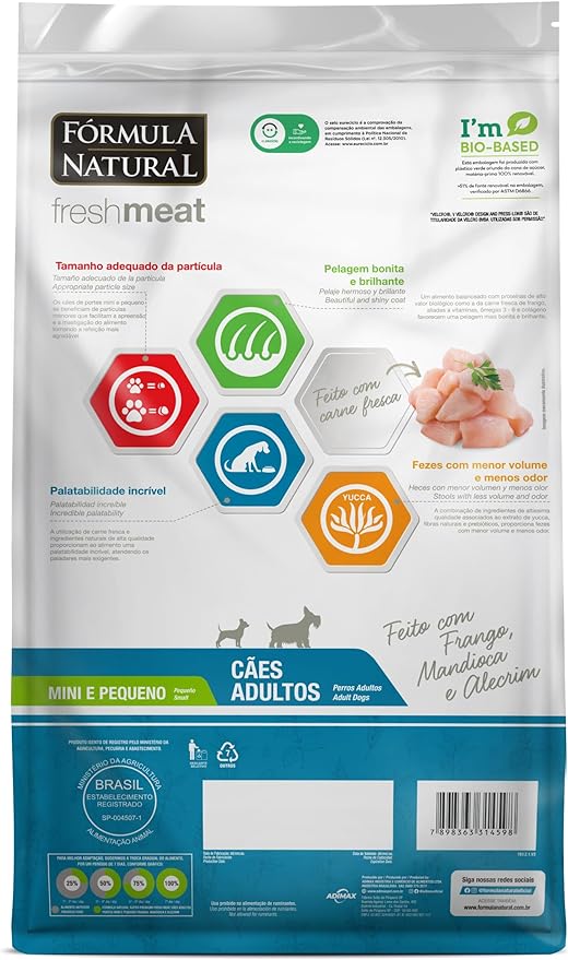 Ração Formula Natural  FreshMeat Mini e Pequenos - 2.5kg | Sabor Frango e Mandioca