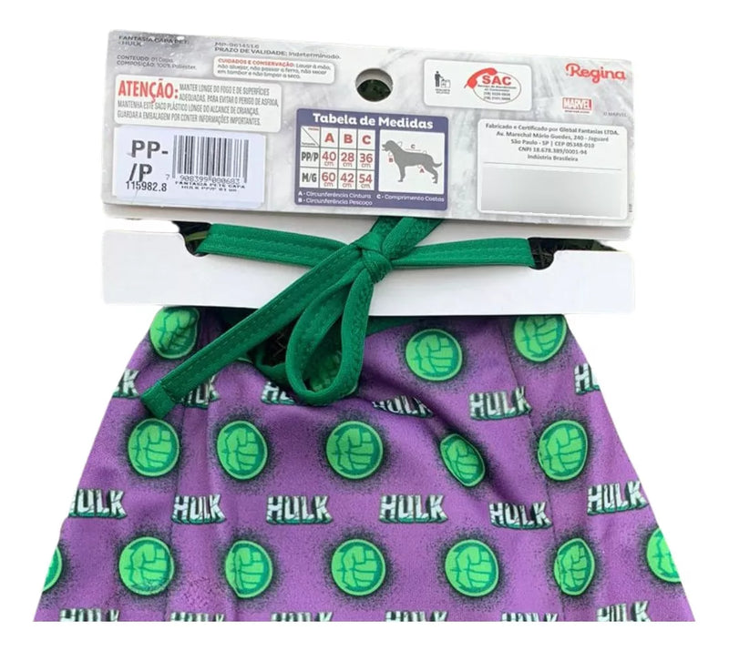 Fantasia Pet Vingadores Hulk Com Capa | M e G