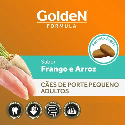 Ração Golden Formula Cães Adultos Porte Pequeno - 15kg | Sabor Frango e Arroz