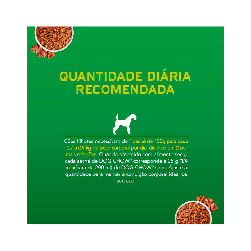 Ração Úmida Dog Chow Filhotes Sachê para cães - 100g | Sabor Frango e Carne