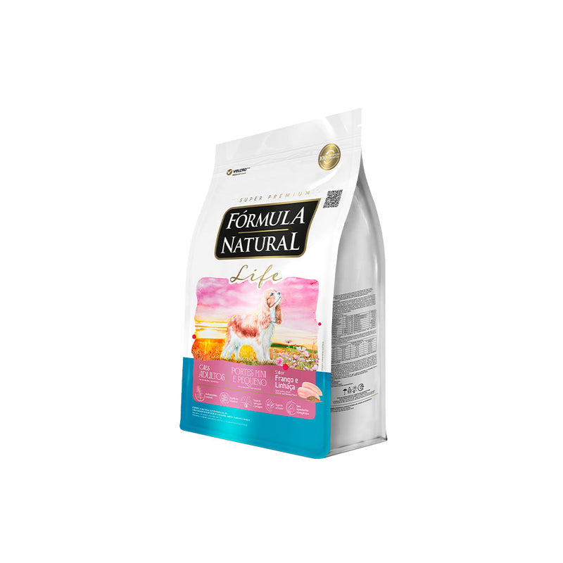 Ração Fórmula Natural Life Adulto Peq. Porte - 1 Kg | Sabor Frango e Linhaça