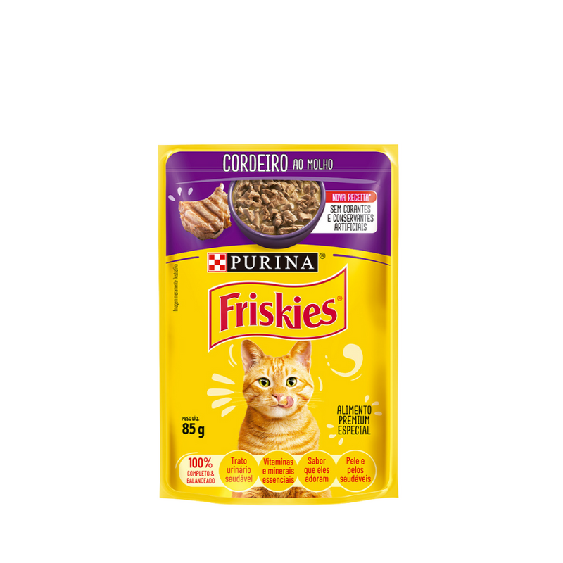 Ração Úmida Friskies Sachê Gatos | Sabor Cordeio ao Molho 85g