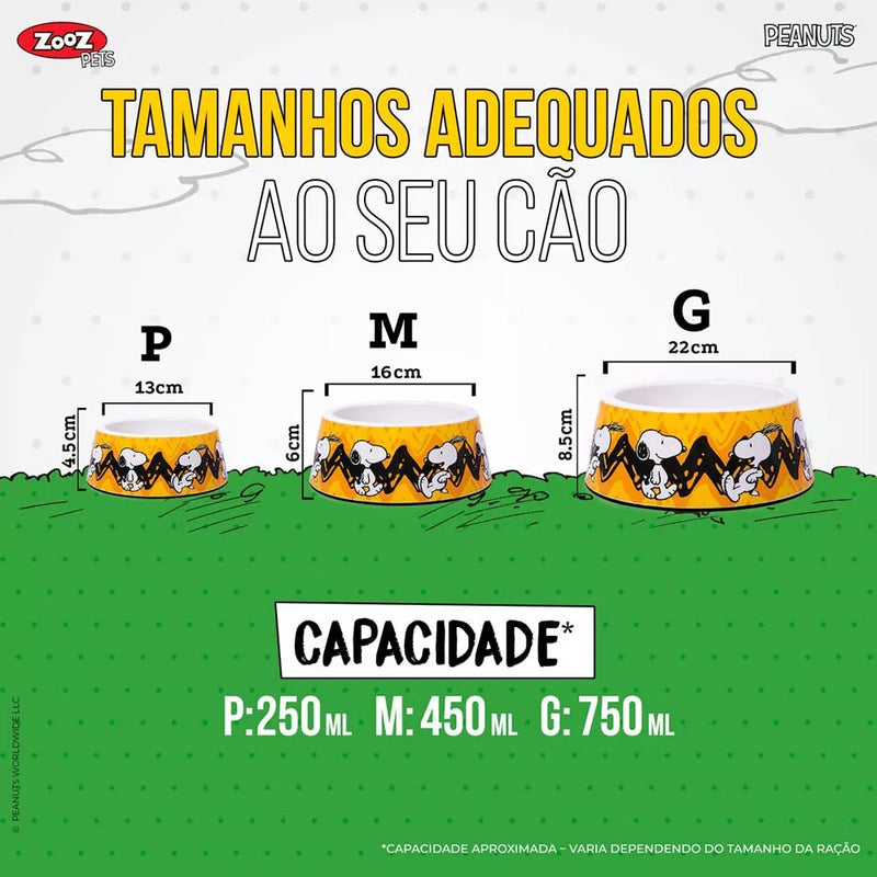 Comedouro Snoopy Charlie Brown - Amarelo M | 16cm X 6cm 450ml