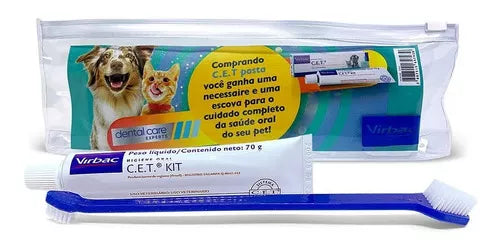 Kit Saúde Oral Virbac - C.E.T  | Pasta + Necessaire + Escova Sabor Frango