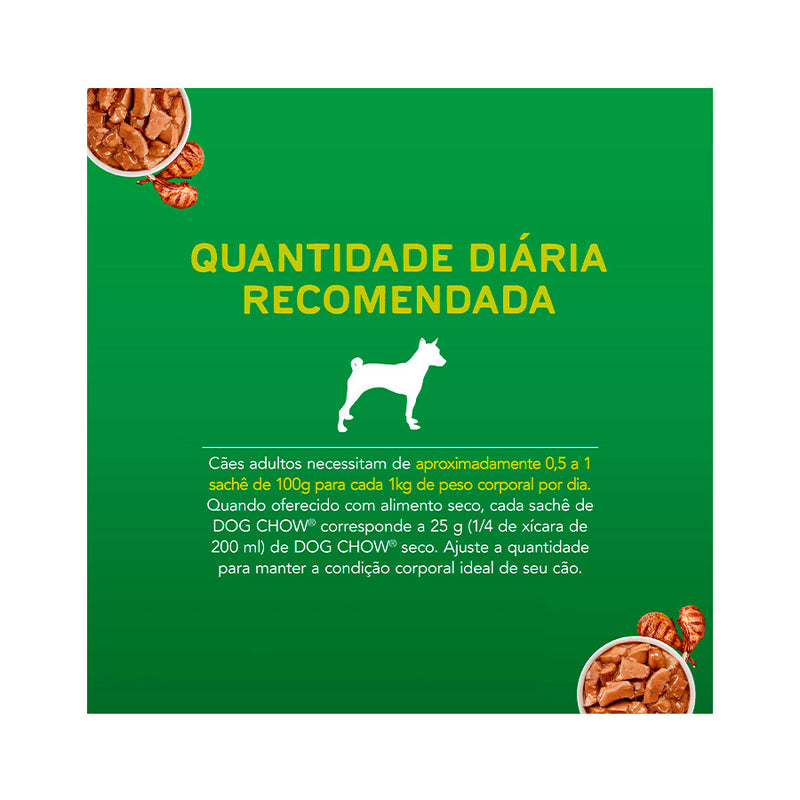 Ração Úmida Dog Chow Cães Adultos - 100g | Sabor Frango, Carne e Cordeiro