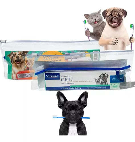 Kit Saúde Oral Virbac - C.E.T  | Pasta + Necessaire + Escova Sabor Frango