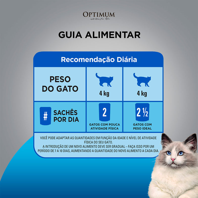 Ração Úmida Optimum Sachê Gatos Castrados | Sabor Salmão e Carne 85g