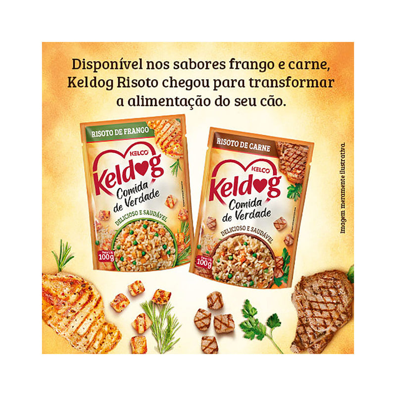 Ração Úmida Keldog Sachê para cães - 100g | Sabor Risoto de Frango e Carne