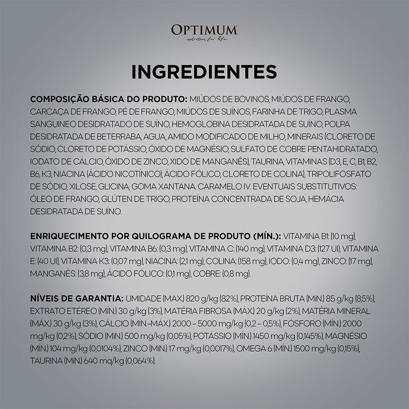 Ração Úmida Optimum Sachê Gatos Adultos | Sabor Carne e Salmão 85 g