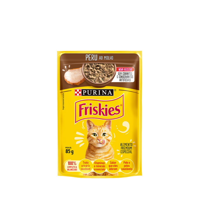 Ração Úmida Friskies Sachê Gatos | Sabor Peru ao Molho 85g