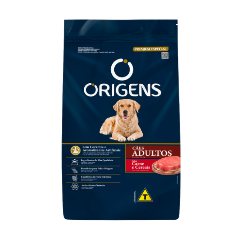 Ração Origens Cães Adultos - 3kg | Sabor Carne e Cereais