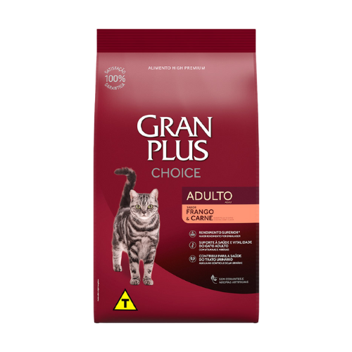 Ração GranPlus Choice para Gatos Adultos - 10.1kg | Sabor Frango e Carne